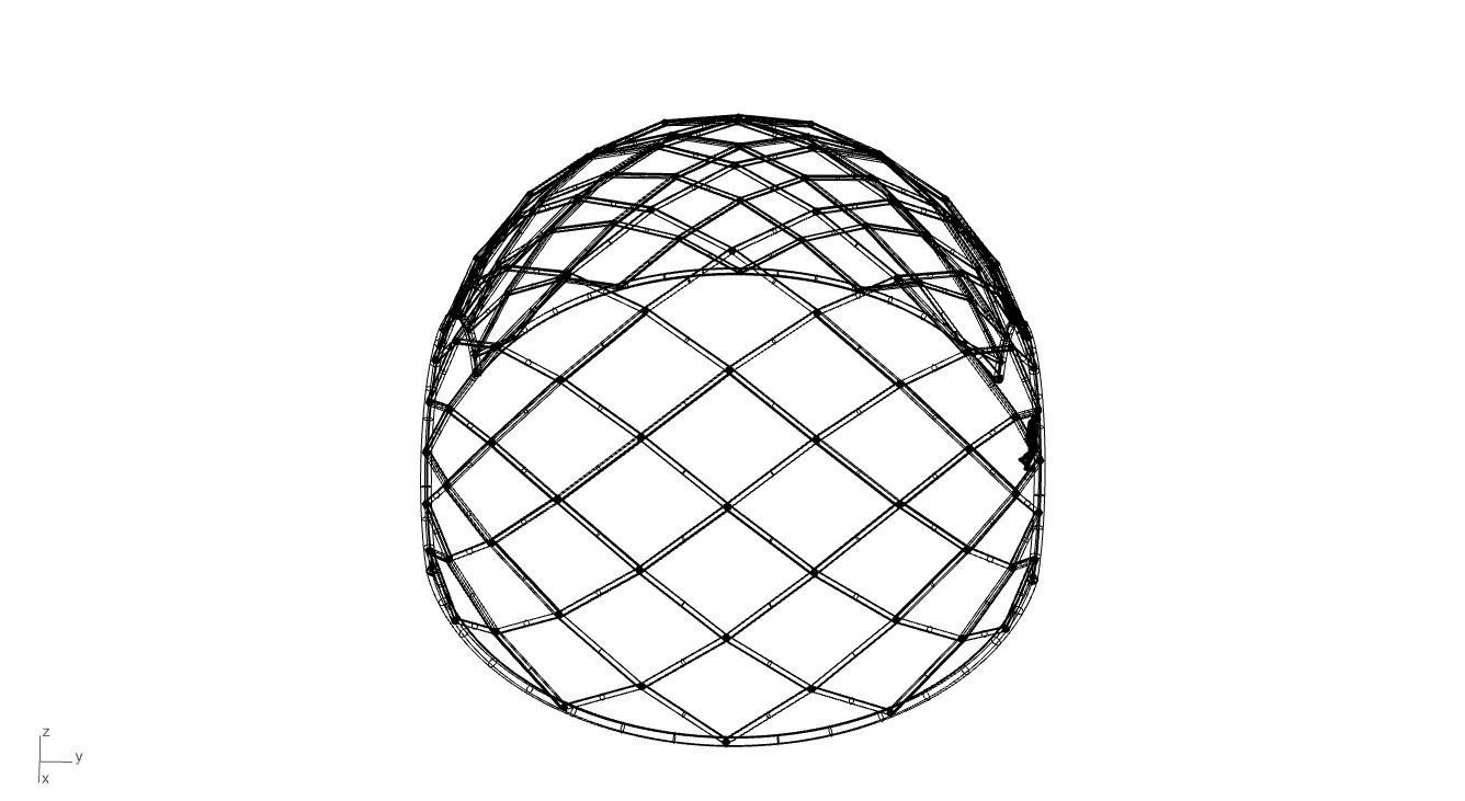 Diagonal Wireframe Dome Architectural Stand Alone Structure v2 3D model_46