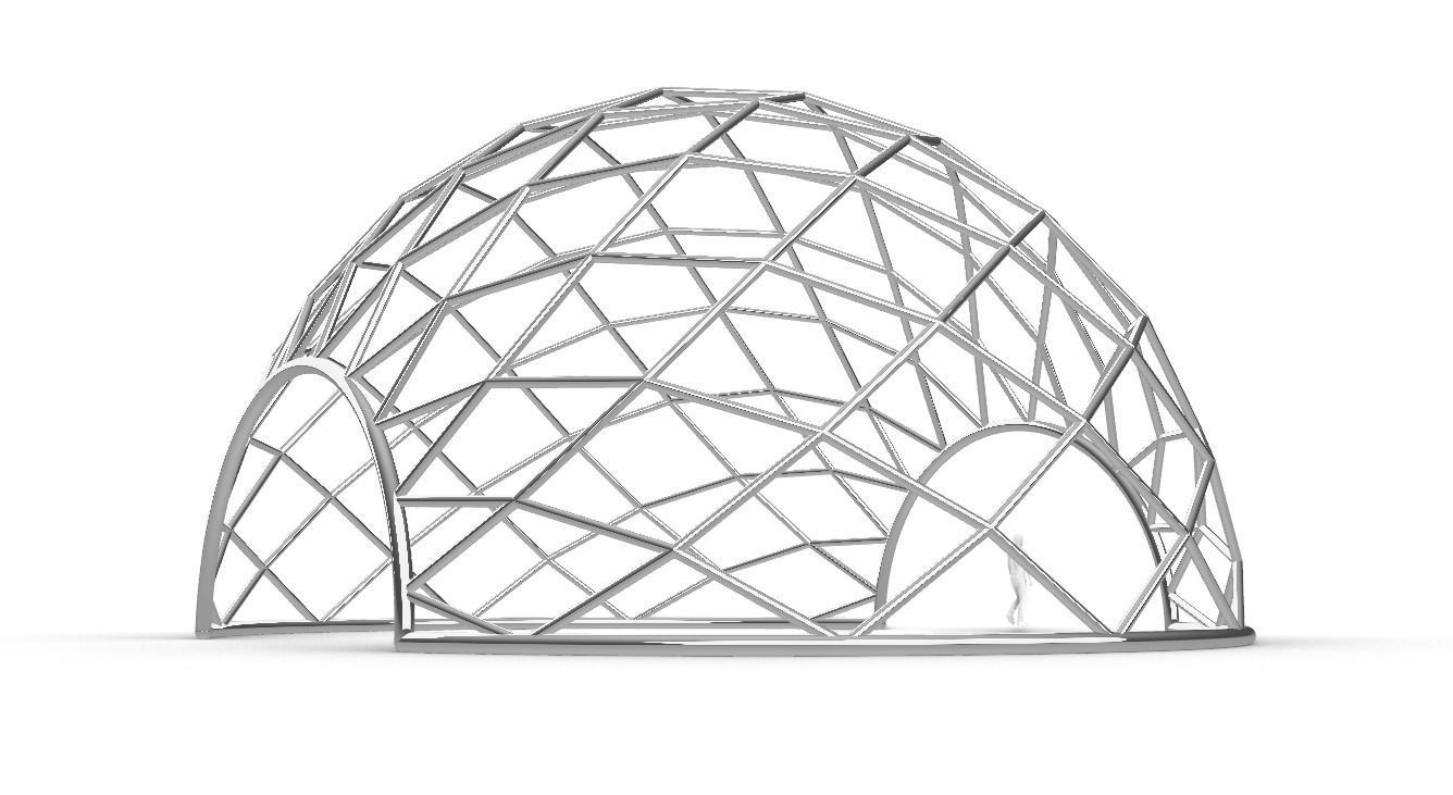 Diagonal Wireframe Dome Architectural Stand Alone Structure v2 3D model_16