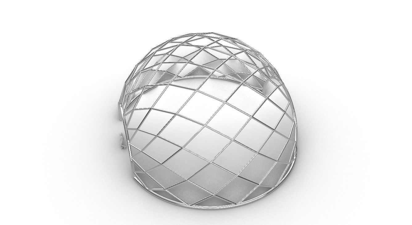 Diagonal Wireframe Dome Architectural Stand Alone Structure v2 3D model_80
