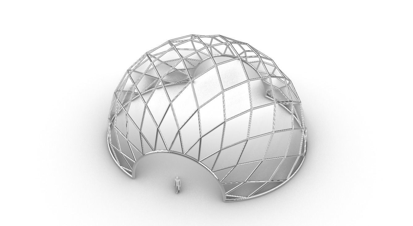 Diagonal Wireframe Dome Architectural Stand Alone Structure v2 3D model_75