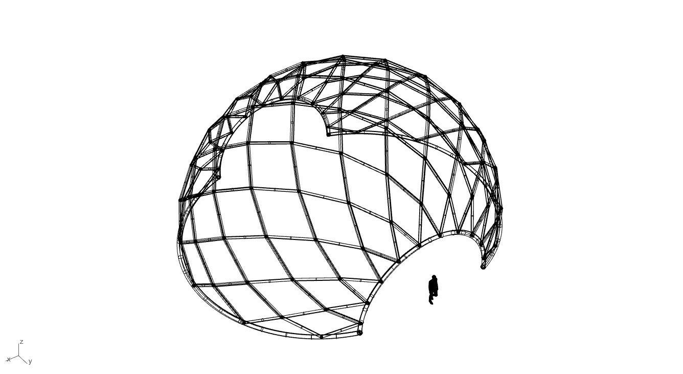 Diagonal Wireframe Dome Architectural Stand Alone Structure v2 3D model_59