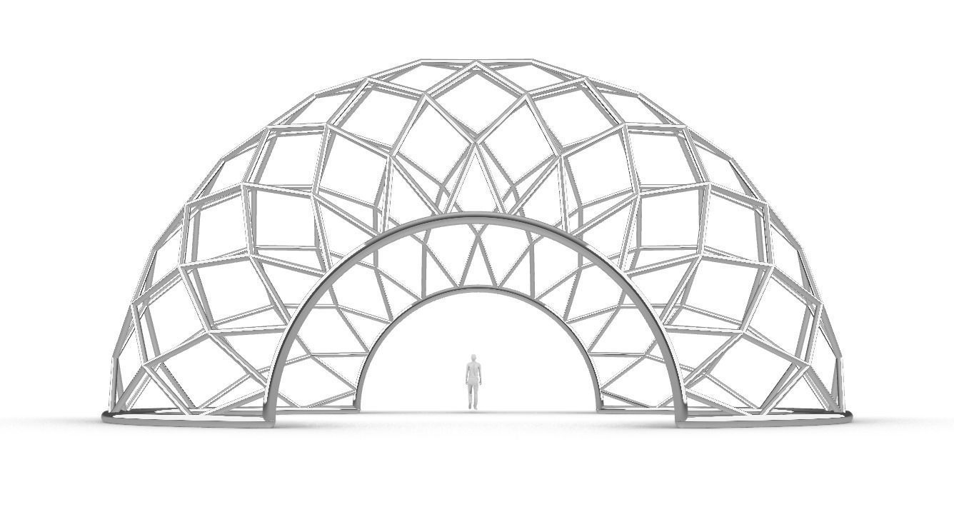 Diagonal Wireframe Dome Architectural Stand Alone Structure v2 3D model_19