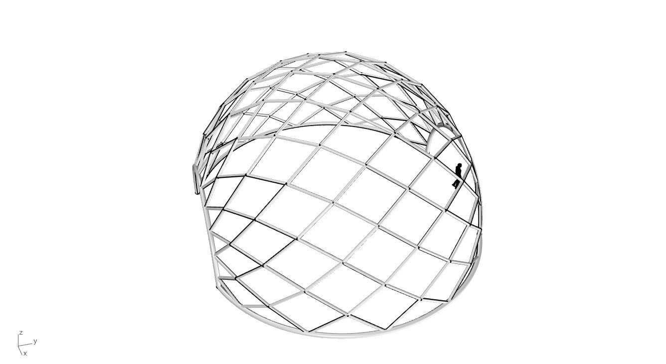 Diagonal Wireframe Dome Architectural Stand Alone Structure v2 3D model_35