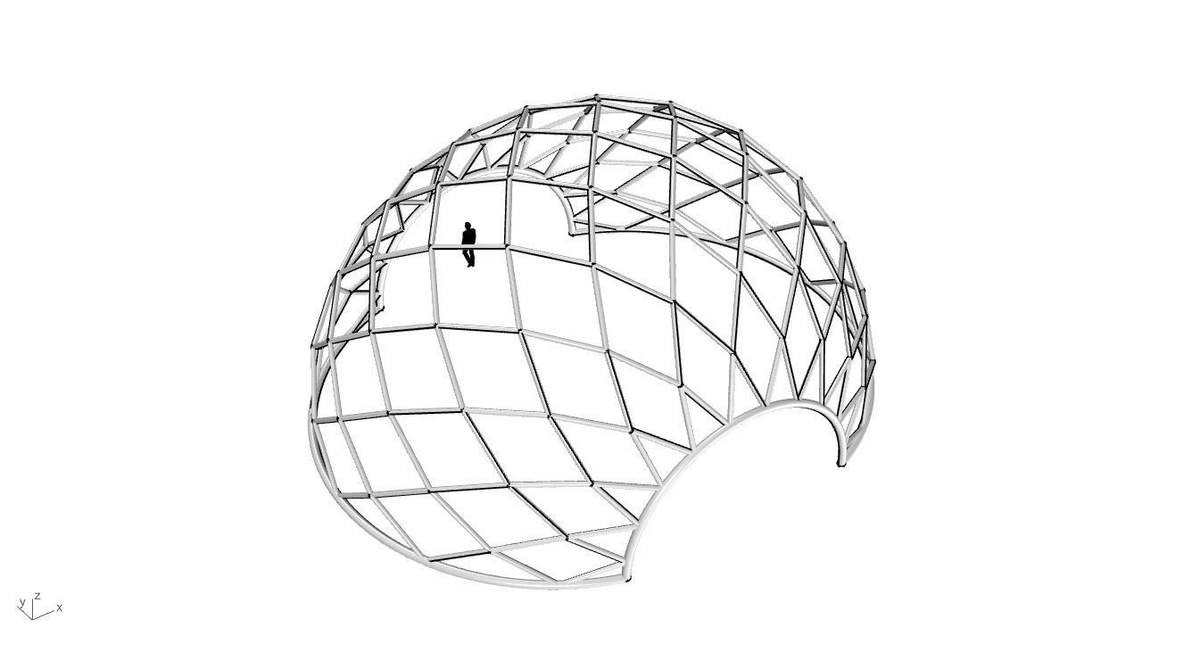 Diagonal Wireframe Dome Architectural Stand Alone Structure v2 3D model_21