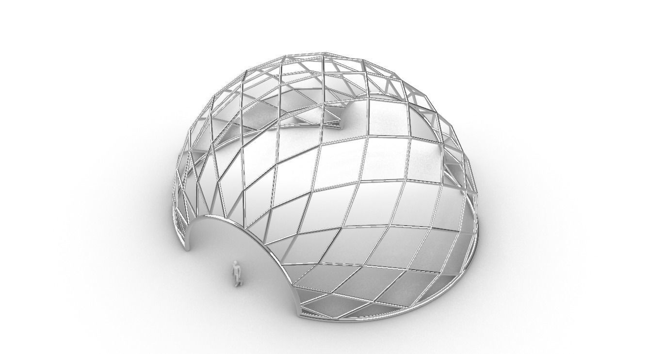 Diagonal Wireframe Dome Architectural Stand Alone Structure v2 3D model_53