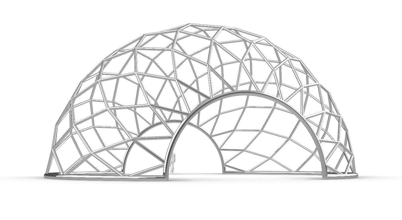 Diagonal Wireframe Dome Architectural Stand Alone Structure v2 3D model_4