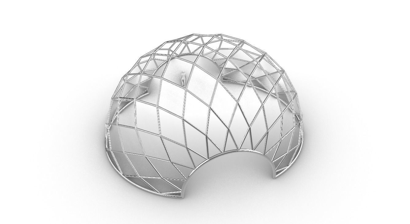 Diagonal Wireframe Dome Architectural Stand Alone Structure v2 3D model_66