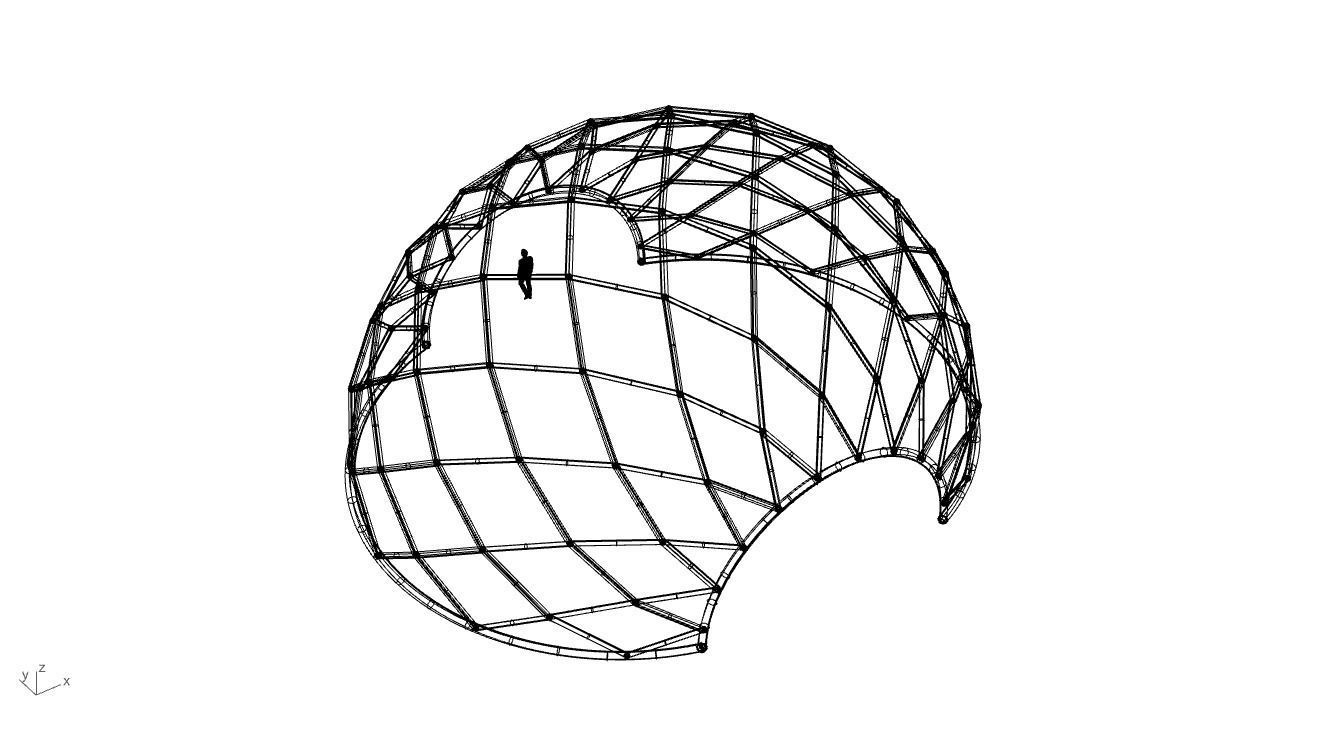 Diagonal Wireframe Dome Architectural Stand Alone Structure v2 3D model_48