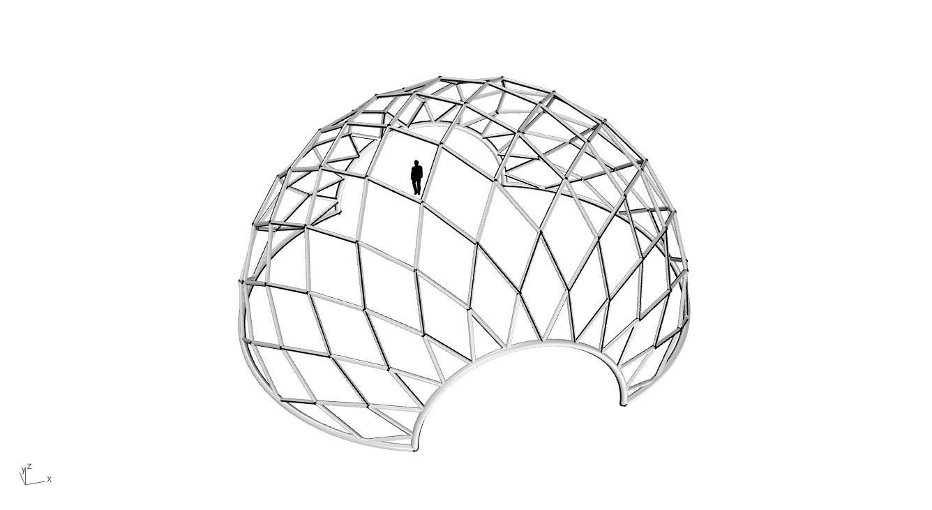 Diagonal Wireframe Dome Architectural Stand Alone Structure v2 3D model_32