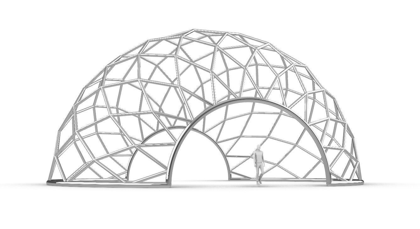 Diagonal Wireframe Dome Architectural Stand Alone Structure v2 3D model_20