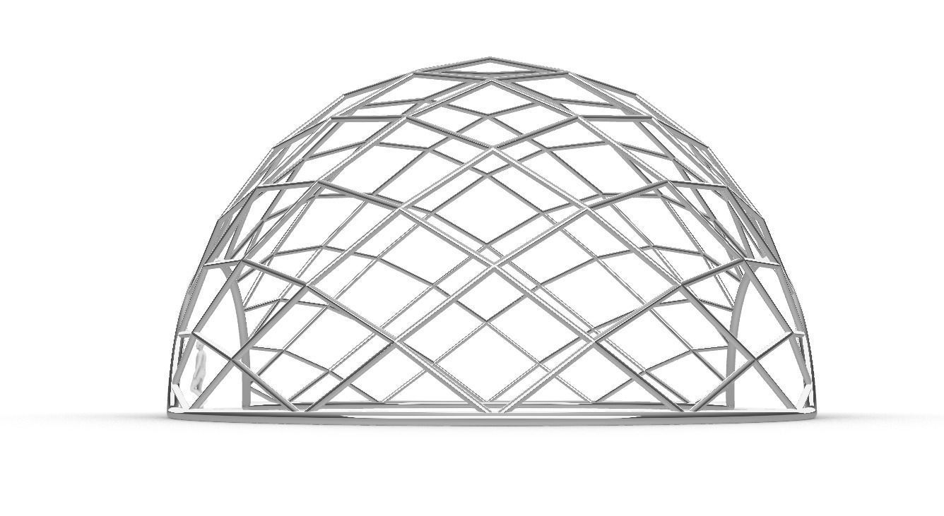 Diagonal Wireframe Dome Architectural Stand Alone Structure v2 3D model_9