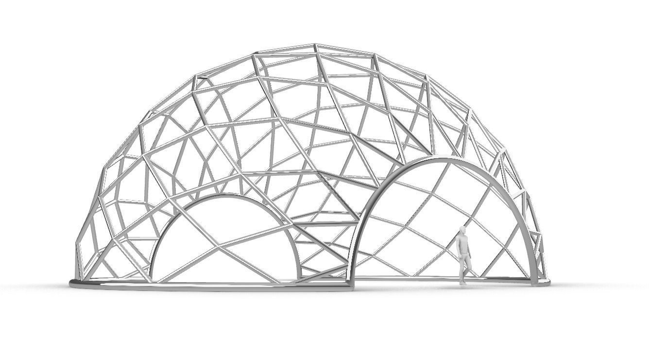 Diagonal Wireframe Dome Architectural Stand Alone Structure v2 3D model_12
