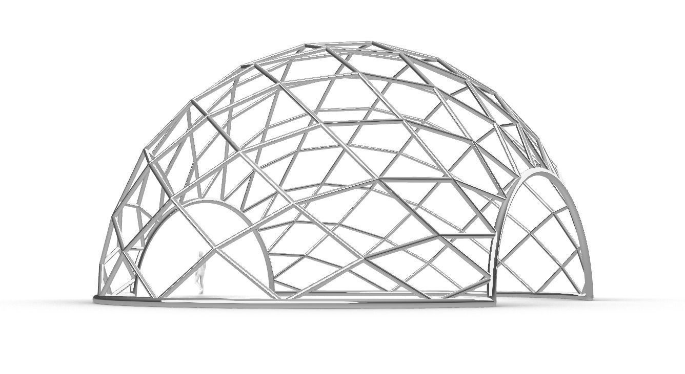 Diagonal Wireframe Dome Architectural Stand Alone Structure v2 3D model_17