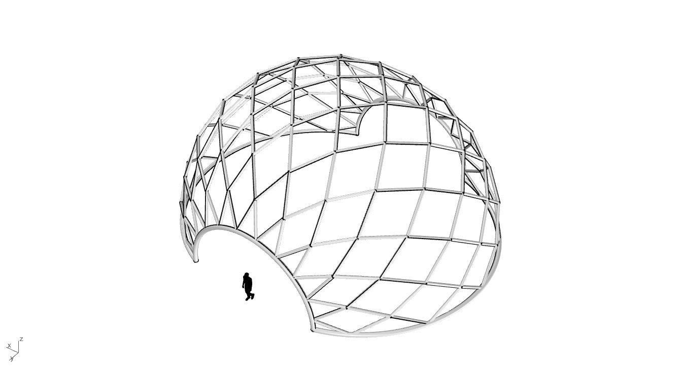 Diagonal Wireframe Dome Architectural Stand Alone Structure v2 3D model_24