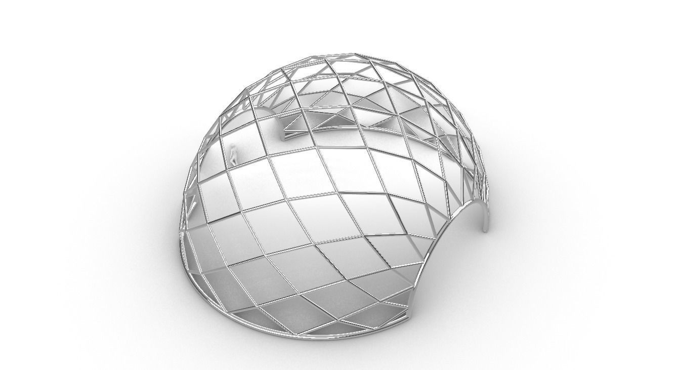 Diagonal Wireframe Dome Architectural Stand Alone Structure v2 3D model_57