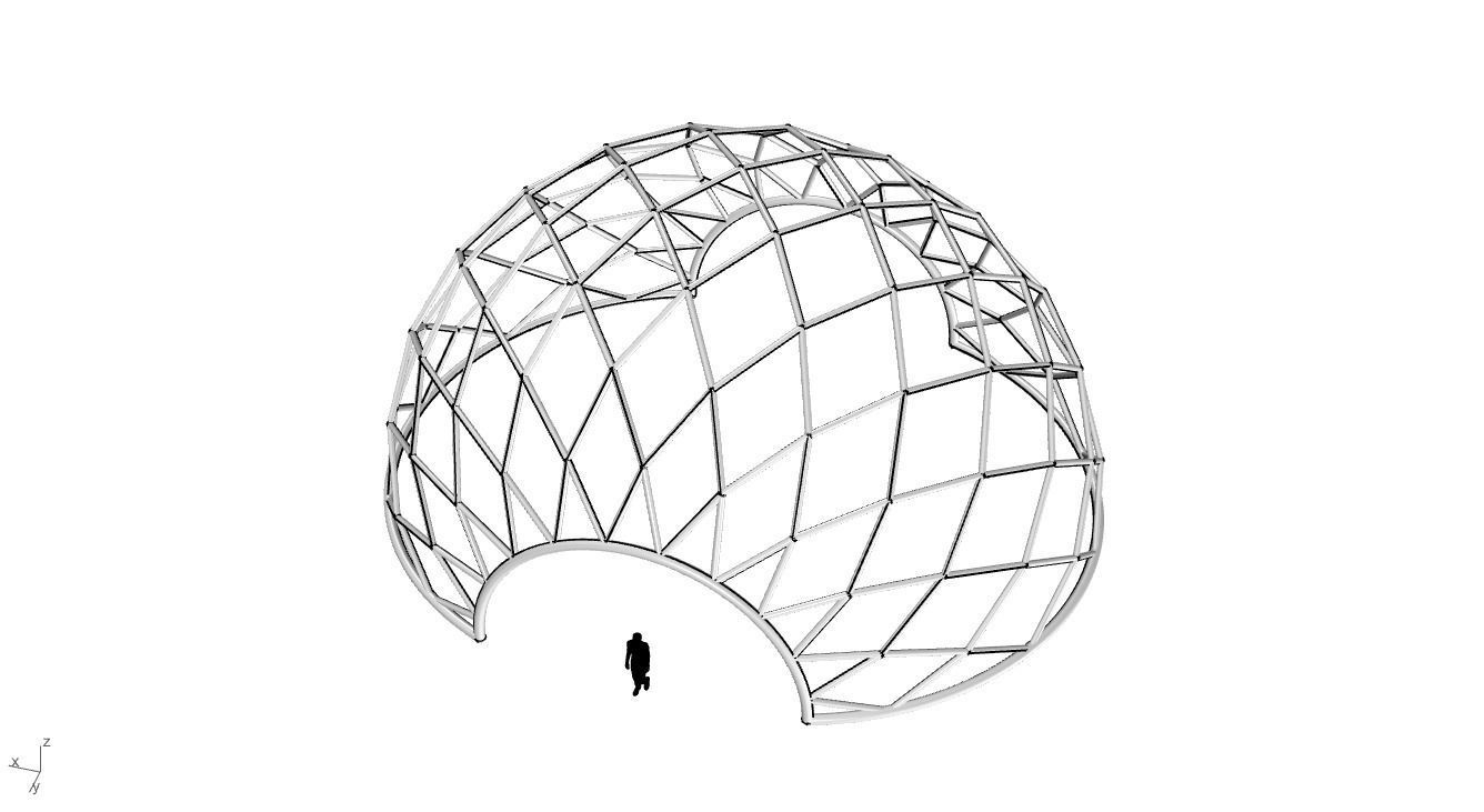 Diagonal Wireframe Dome Architectural Stand Alone Structure v2 3D model_30