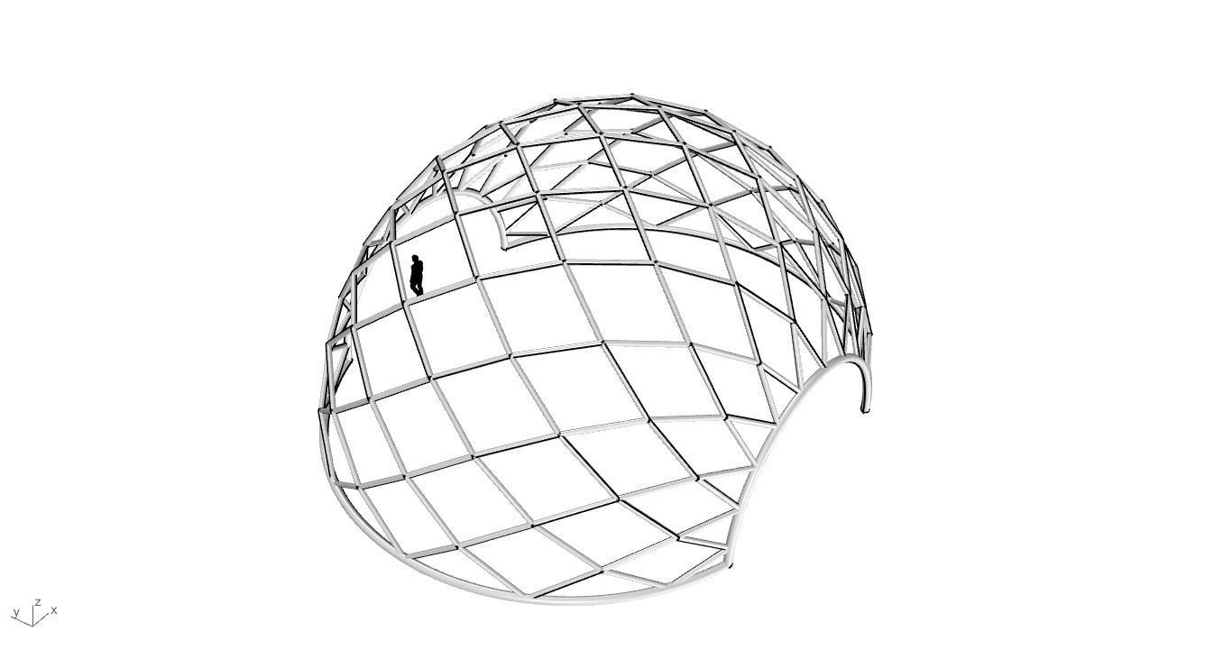 Diagonal Wireframe Dome Architectural Stand Alone Structure v2 3D model_38