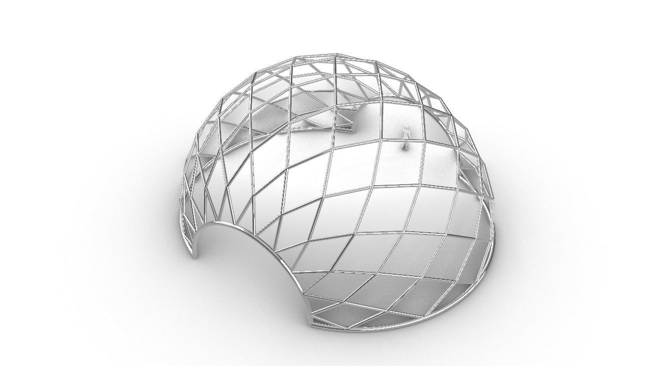 Diagonal Wireframe Dome Architectural Stand Alone Structure v2 3D model_55