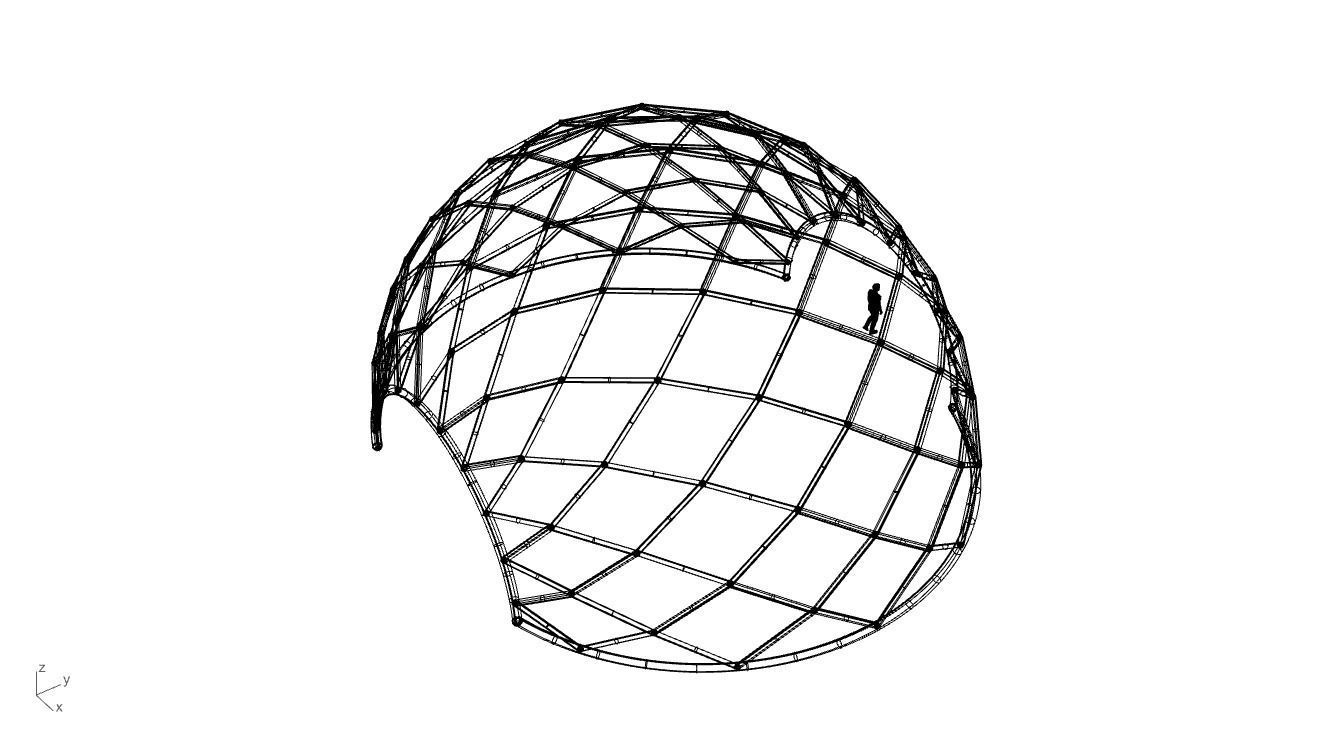 Diagonal Wireframe Dome Architectural Stand Alone Structure v2 3D model_49