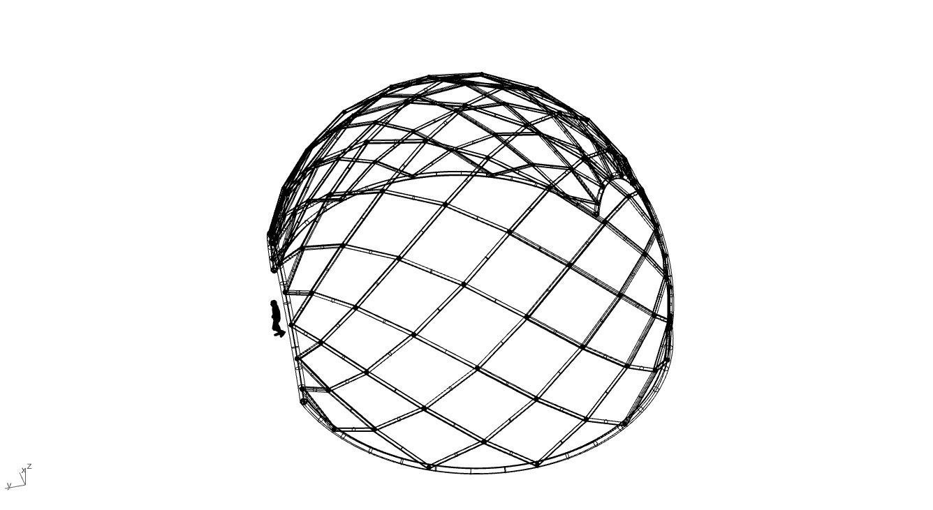 Diagonal Wireframe Dome Architectural Stand Alone Structure v2 3D model_52