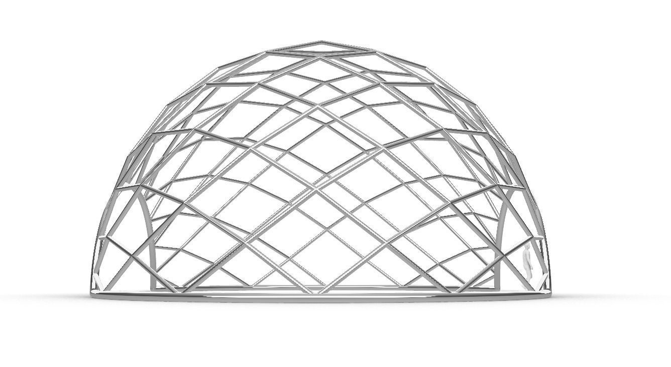 Diagonal Wireframe Dome Architectural Stand Alone Structure v2 3D model_11