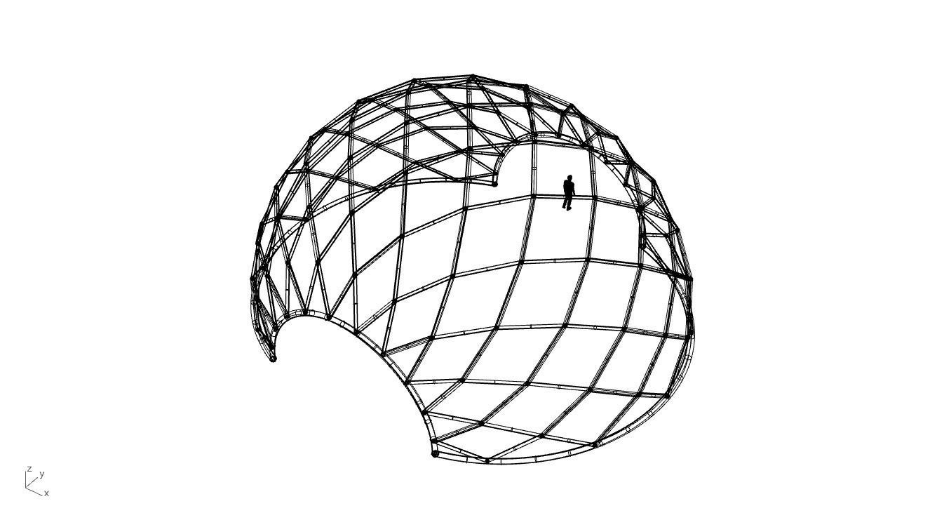 Diagonal Wireframe Dome Architectural Stand Alone Structure v2 3D model_69