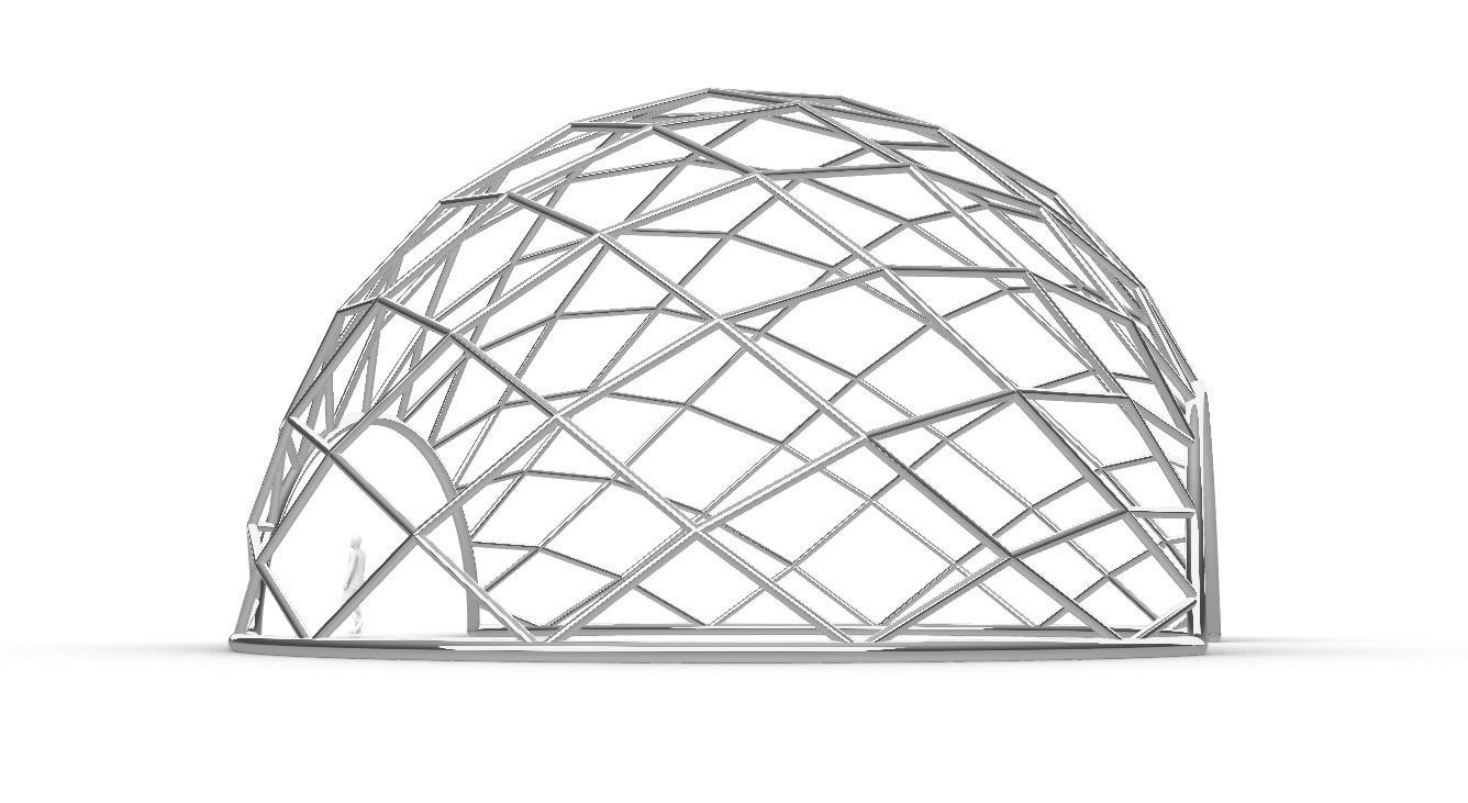 Diagonal Wireframe Dome Architectural Stand Alone Structure v2 3D model_15