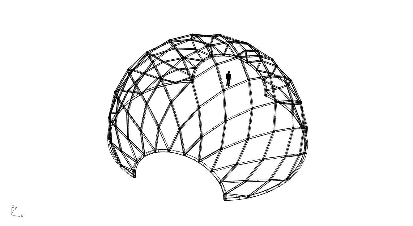 Diagonal Wireframe Dome Architectural Stand Alone Structure v2 3D model_68