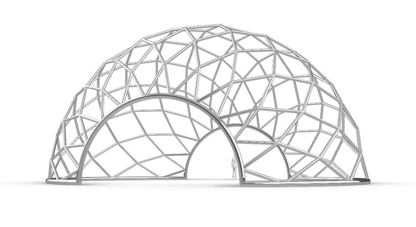Diagonal Wireframe Dome Architectural Stand Alone Structure v2 3D model_18
