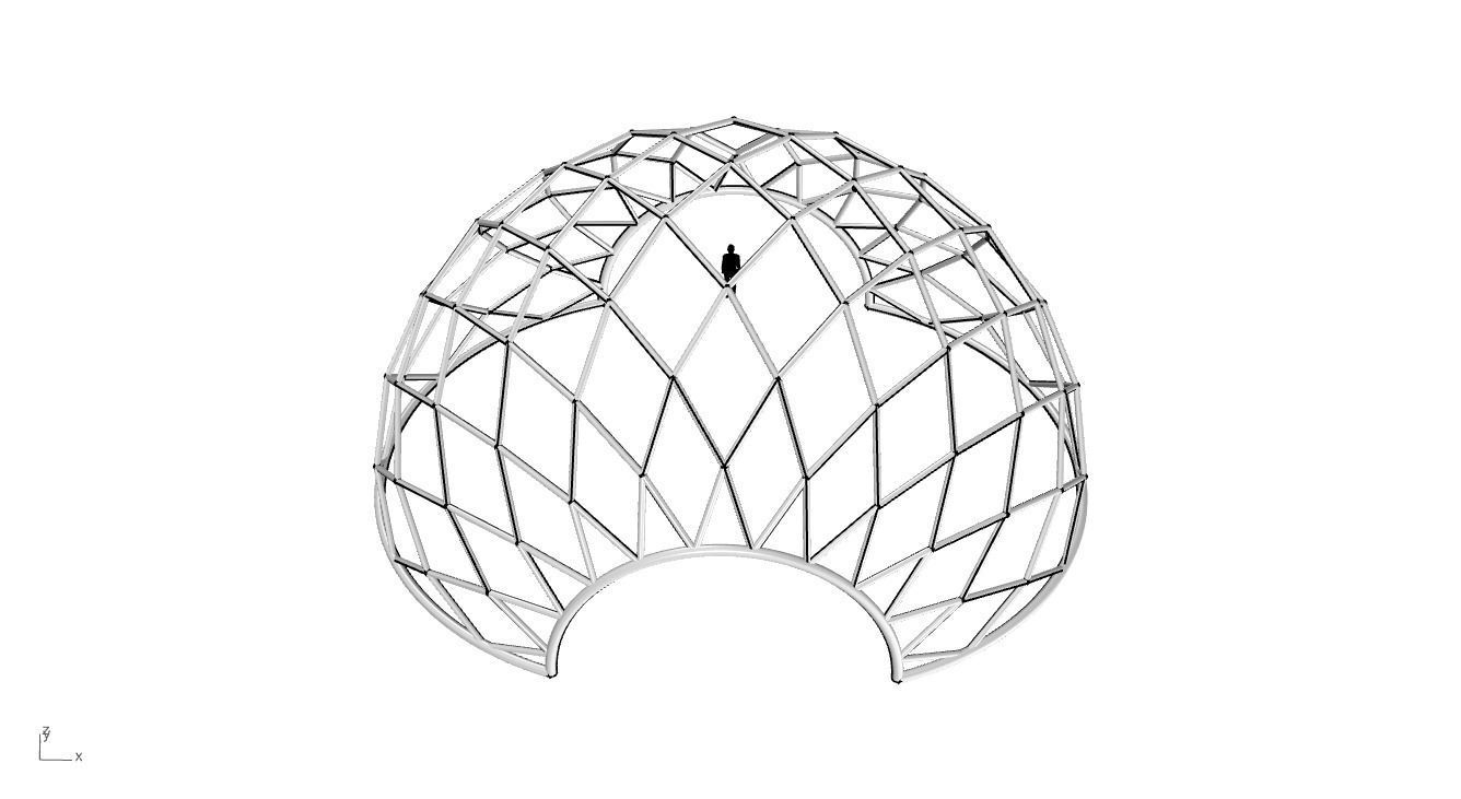 Diagonal Wireframe Dome Architectural Stand Alone Structure v2 3D model_40