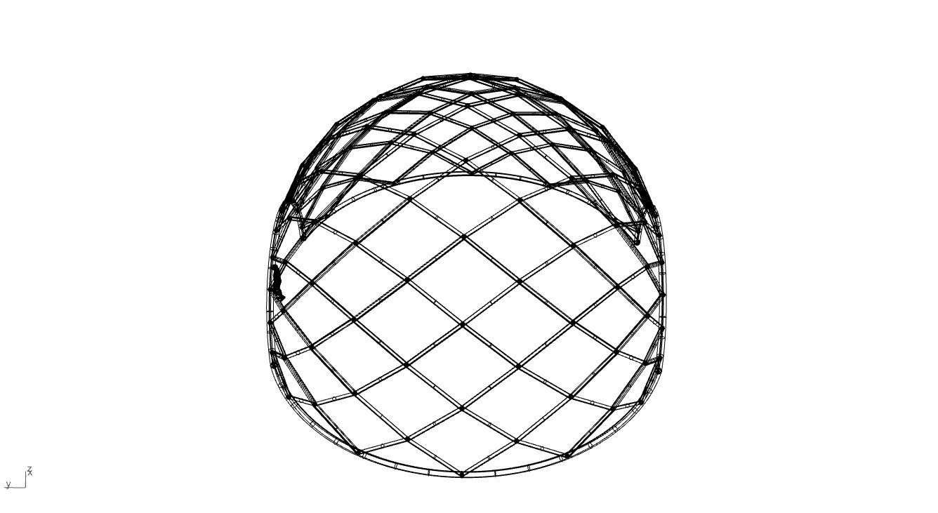 Diagonal Wireframe Dome Architectural Stand Alone Structure v2 3D model_42