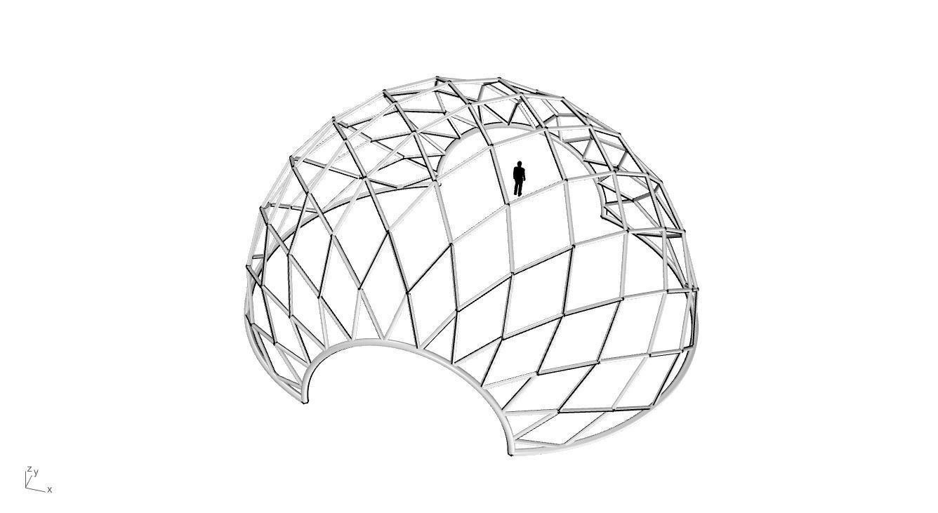 Diagonal Wireframe Dome Architectural Stand Alone Structure v2 3D model_28