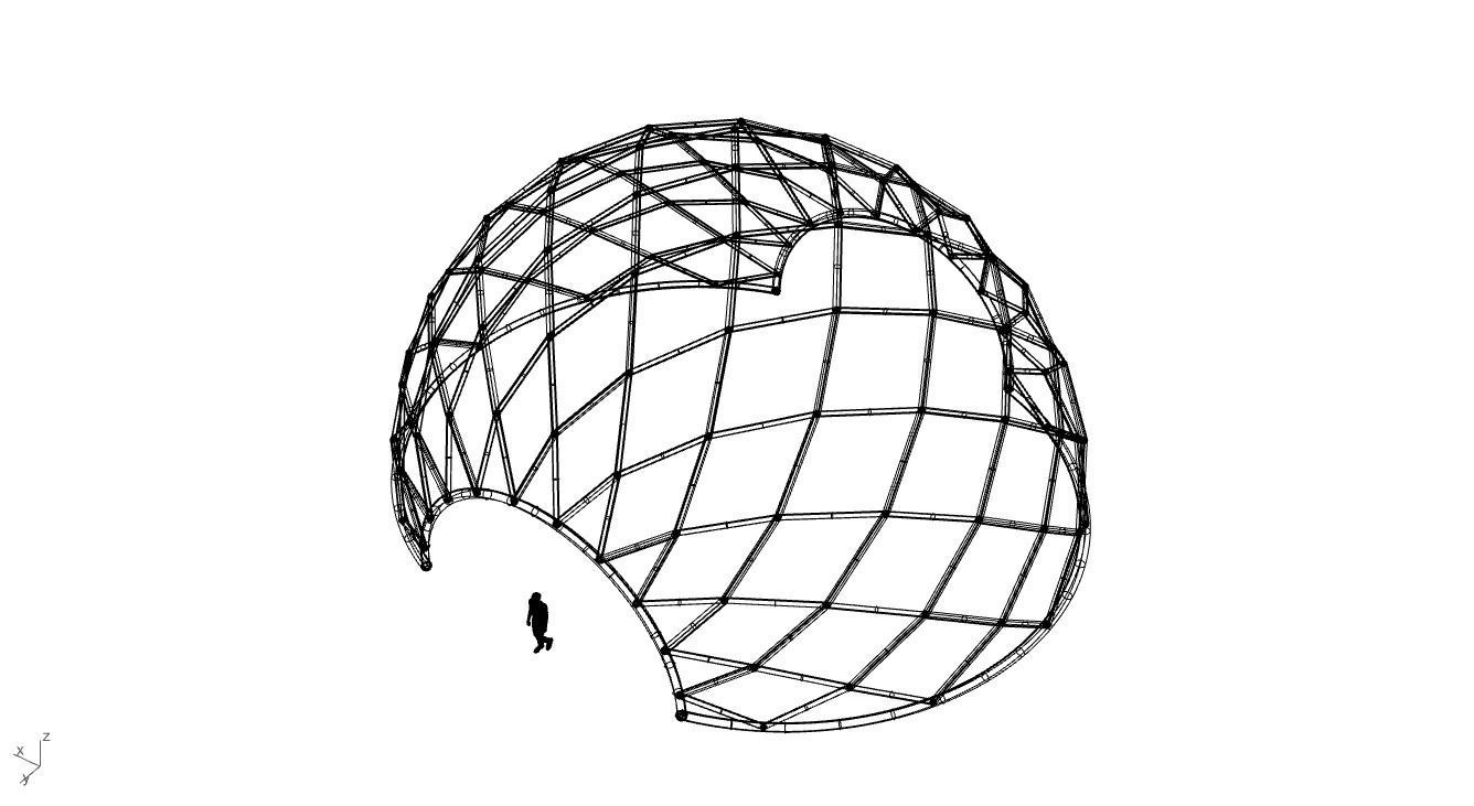 Diagonal Wireframe Dome Architectural Stand Alone Structure v2 3D model_56