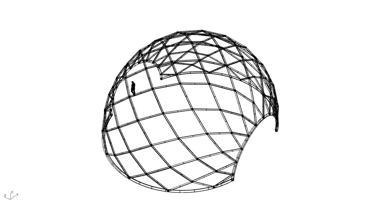Diagonal Wireframe Dome Architectural Stand Alone Structure v2 3D model_47