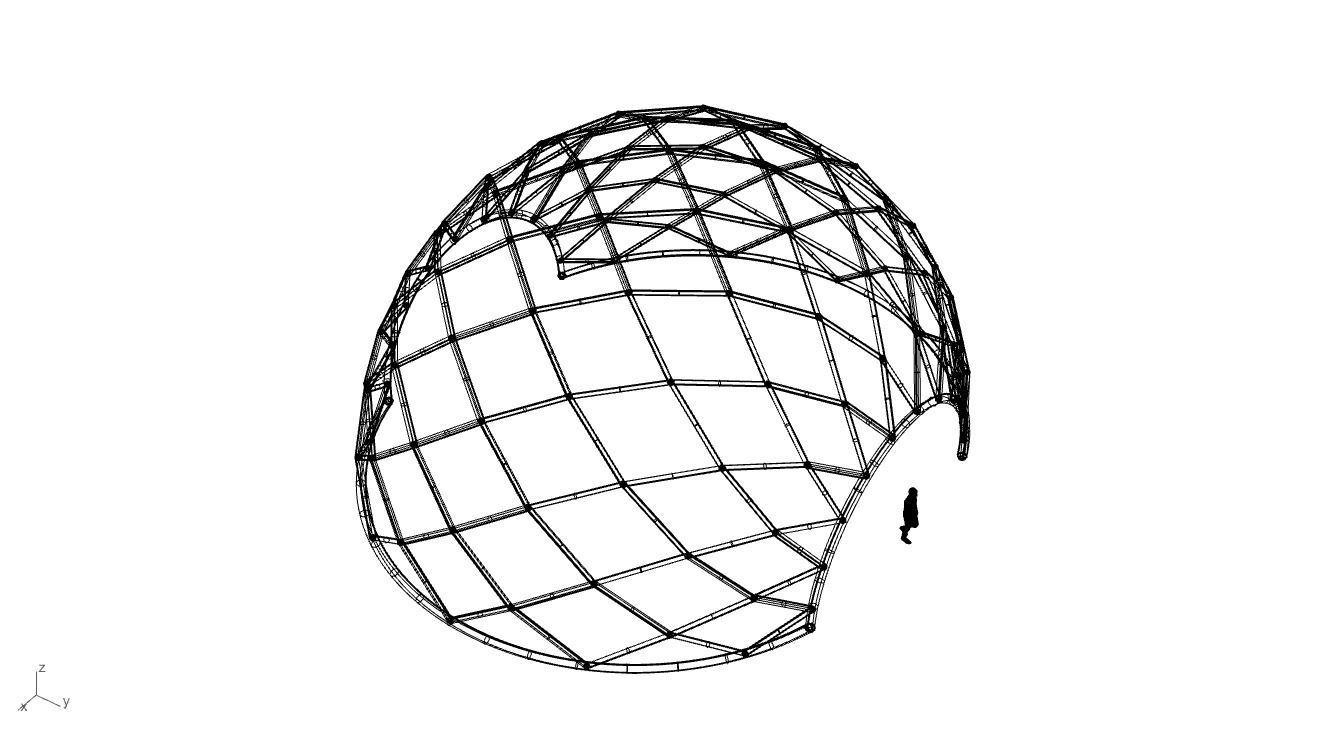 Diagonal Wireframe Dome Architectural Stand Alone Structure v2 3D model_45