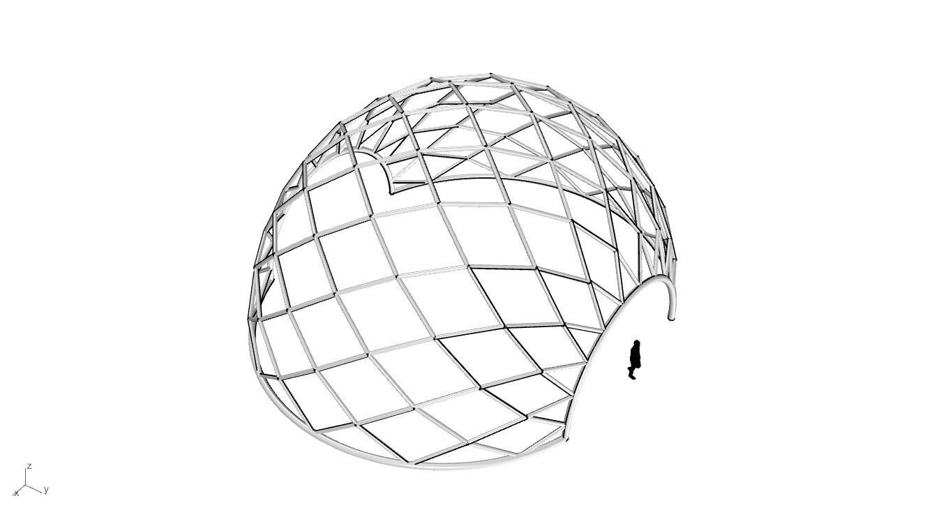 Diagonal Wireframe Dome Architectural Stand Alone Structure v2 3D model_31