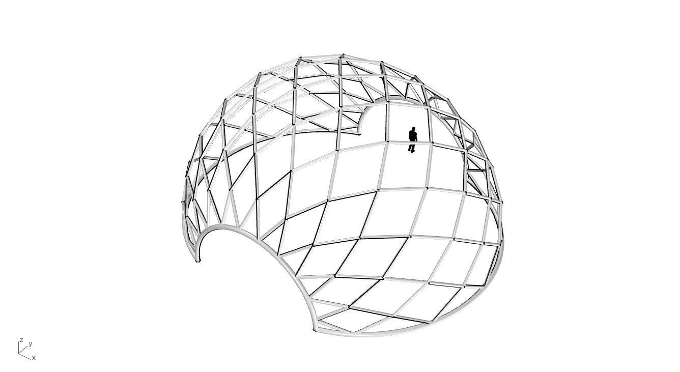 Diagonal Wireframe Dome Architectural Stand Alone Structure v2 3D model_23