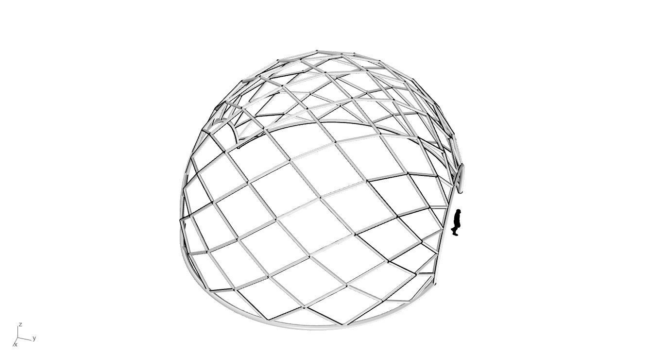 Diagonal Wireframe Dome Architectural Stand Alone Structure v2 3D model_33