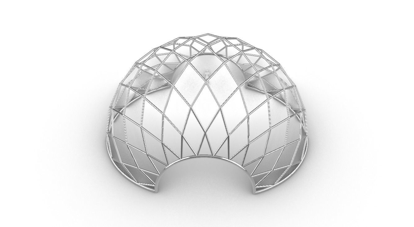 Diagonal Wireframe Dome Architectural Stand Alone Structure v2 3D model_78