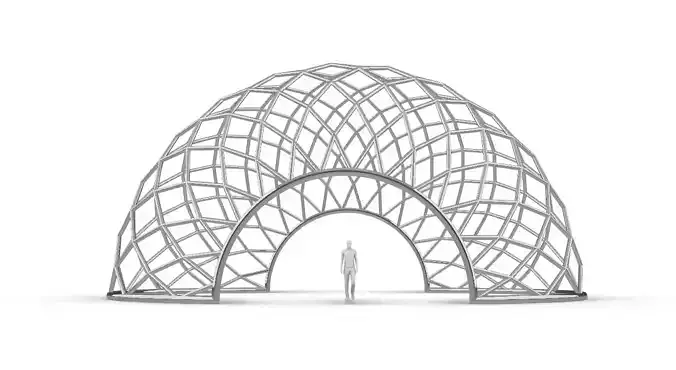 Diagonal Wireframe Dome Architectural Stand Alone Structure v3
