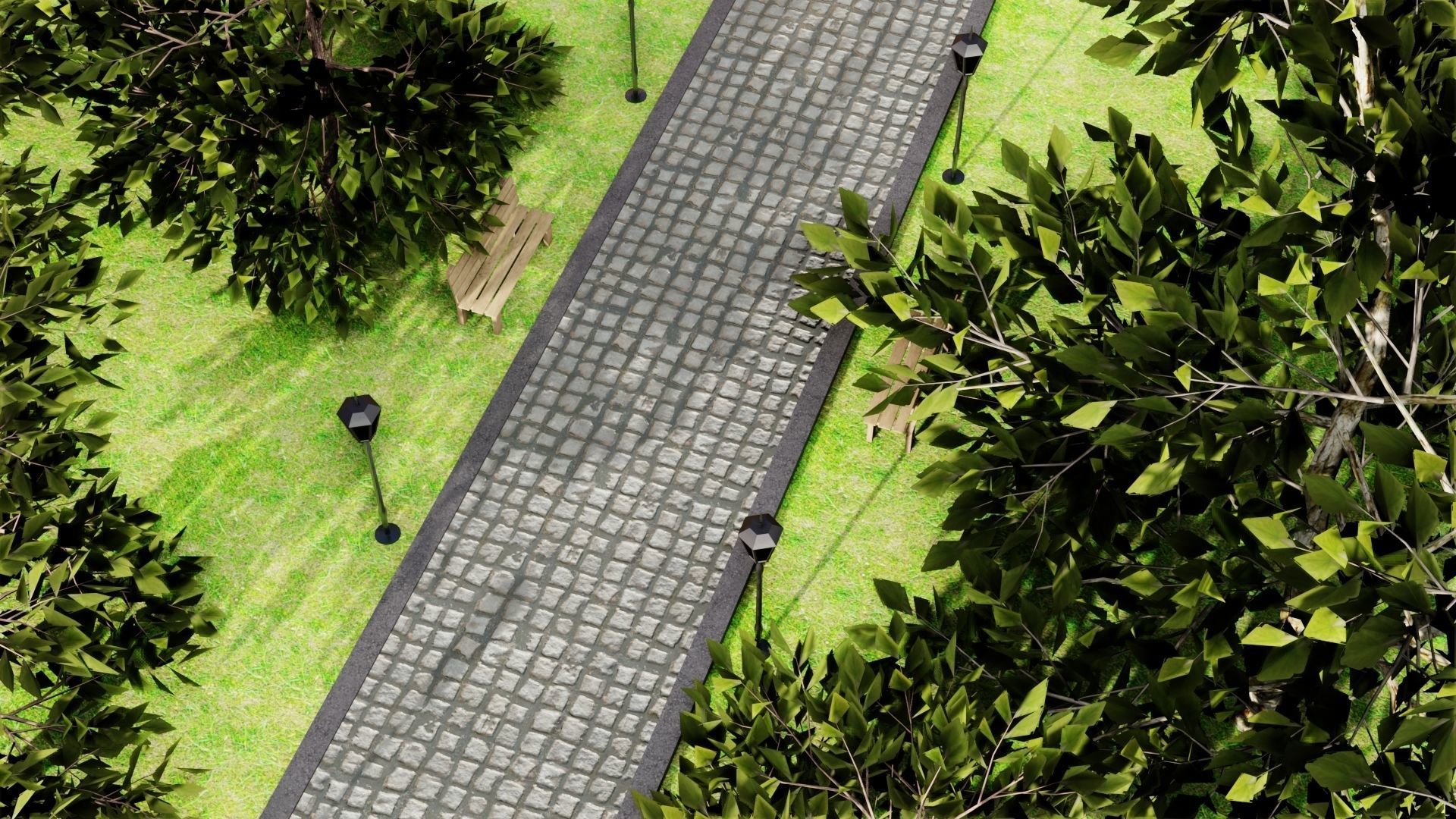 Neighborhood 3D model apartment building with trees surroundi... Low-poly 3D model_6