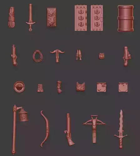 Adventurer Accessories and Weapons Set 1 3D print model