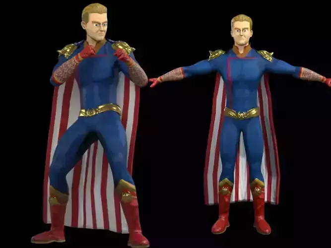 Homelander The boys 3D model Animated  Low-poly 3D model