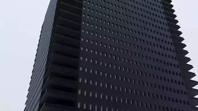 3d building model tall in sky