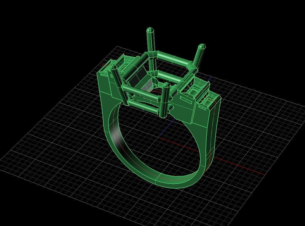 Diamond and Emerald Ring 3D print model_3