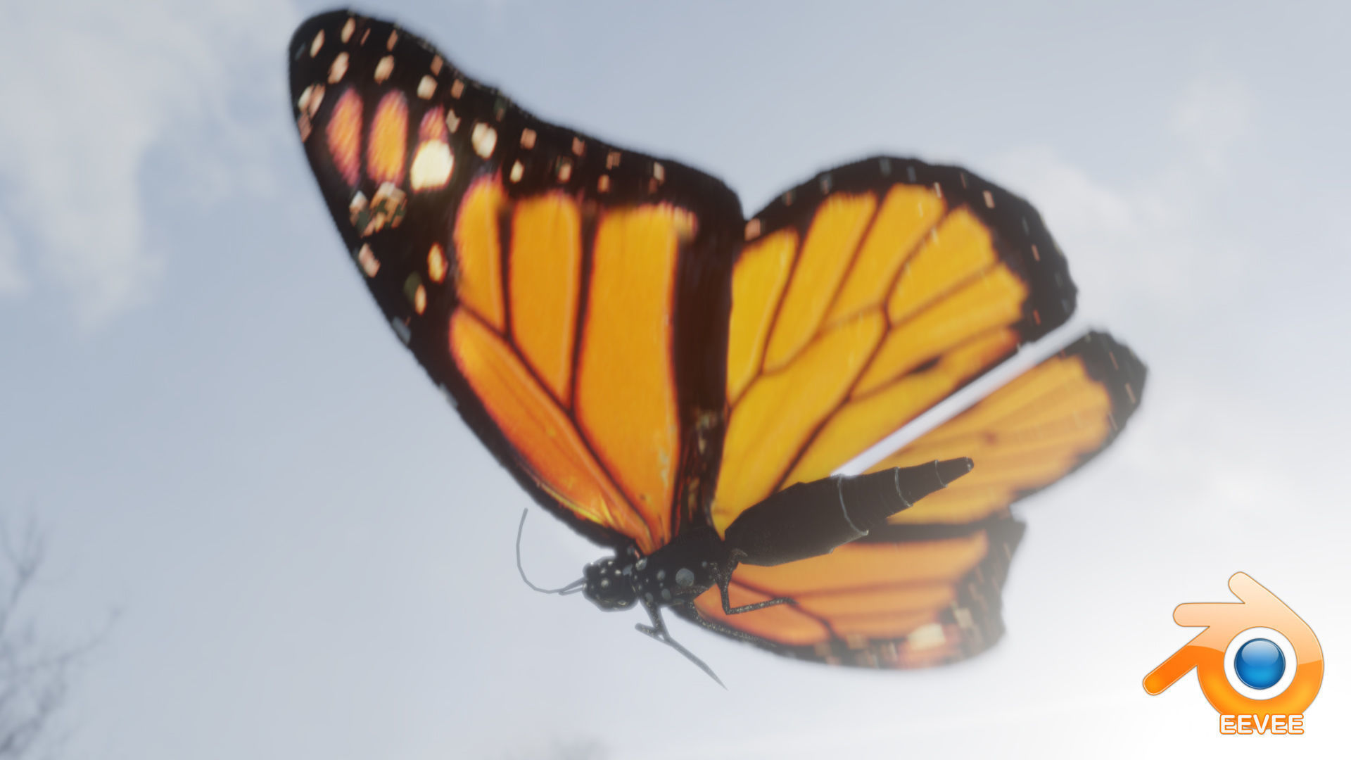 Low-Poly Butterfly - Fully Rigged For Blender Free low-poly 3D model_8