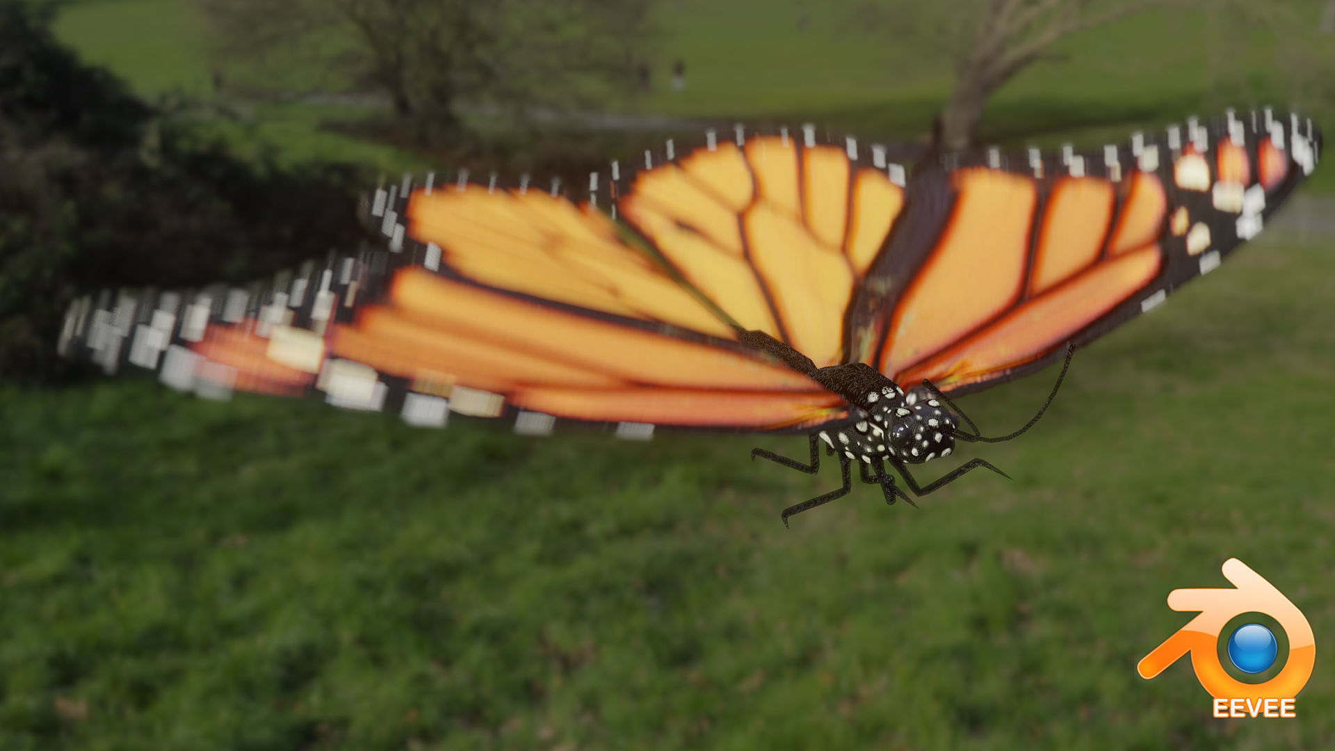 Low-Poly Butterfly - Fully Rigged For Blender Free low-poly 3D model_7
