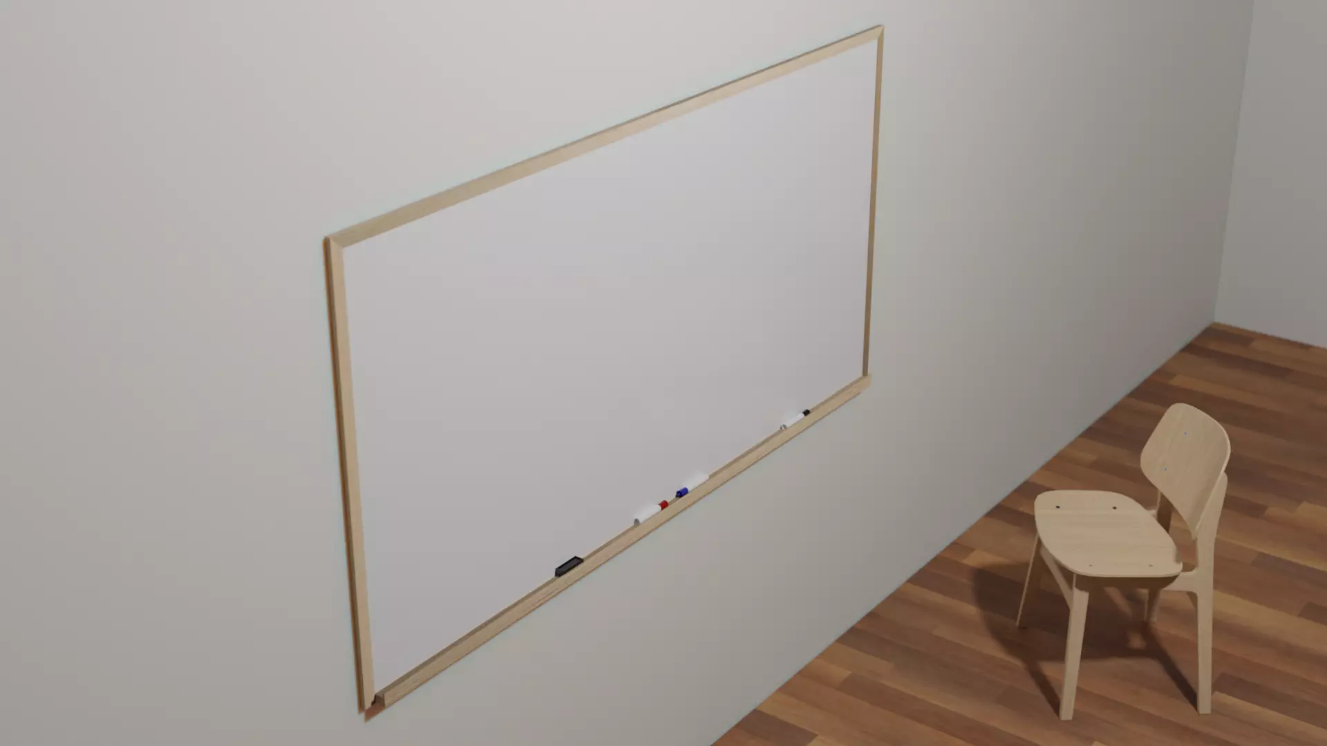 Wood Framed Whiteboard Low-poly 3D model_0