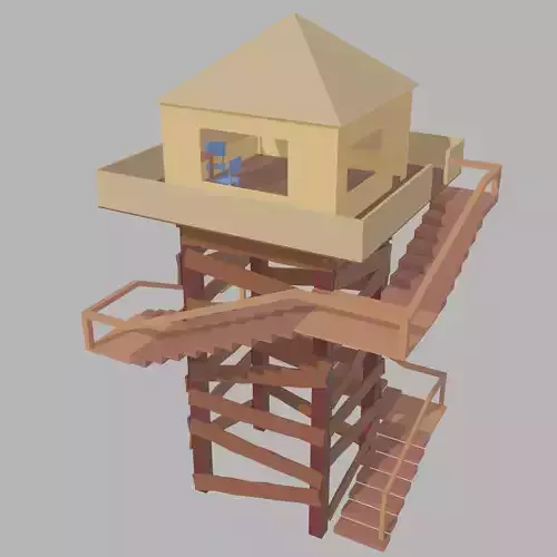 low poly watch tower