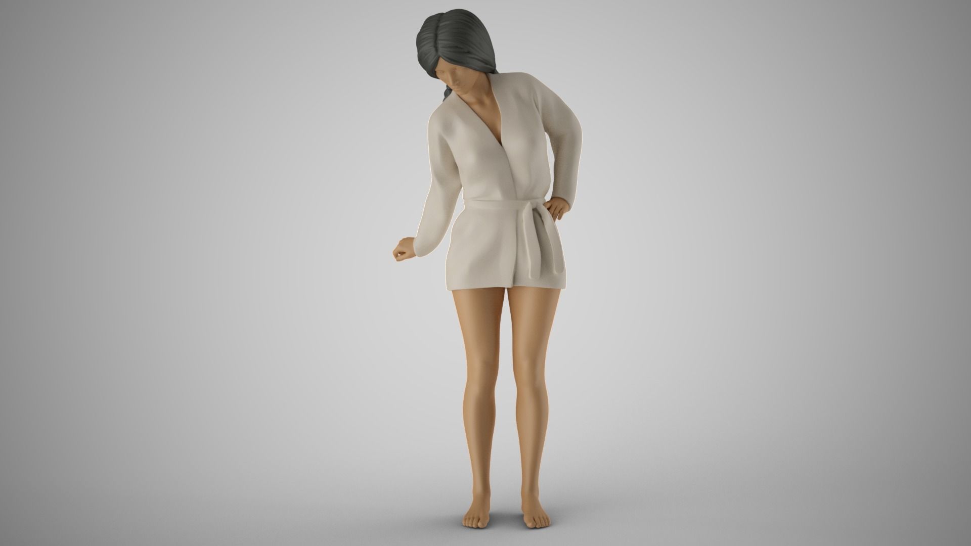 Woman Looking Down 3D model 3D printable CGTrader